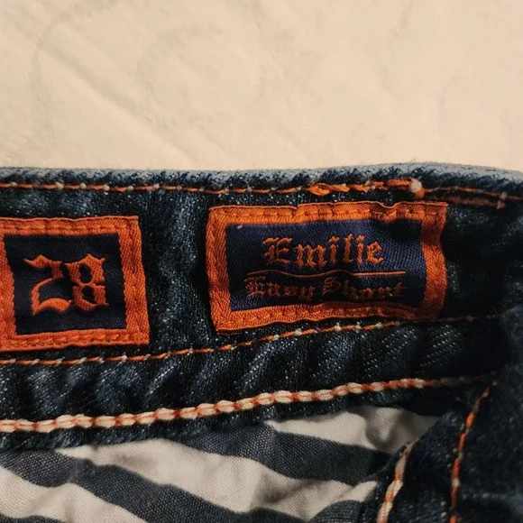 Rock Revival Emilie Easy Shorts 28 Y2K Western Cowgirl Embroidered Denim Glam - Picture 9 of 16